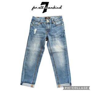 7 for all mankind girls Josefina skinny boyfriend cuffed jeans medium wash sz  7